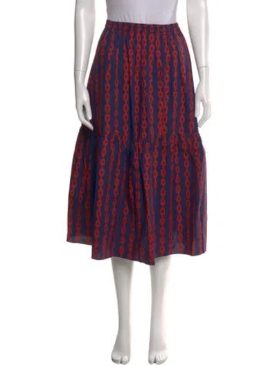 Pre-owned Clare V Printed Midi Length Skirt In Blue