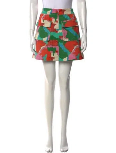 Pre-owned Clare V Printed Mini Skirt In Red