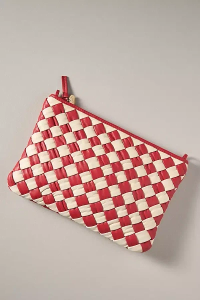Clare V Puffy Woven Flat Clutch In Red
