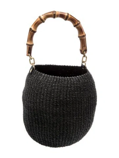 Pre-owned Clare V Raffia Bucket Bag In Black