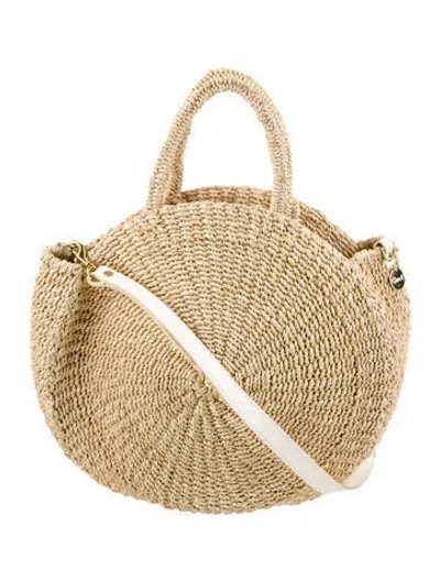 Pre-owned Clare V Raffia Crossbody Bag In Neutral