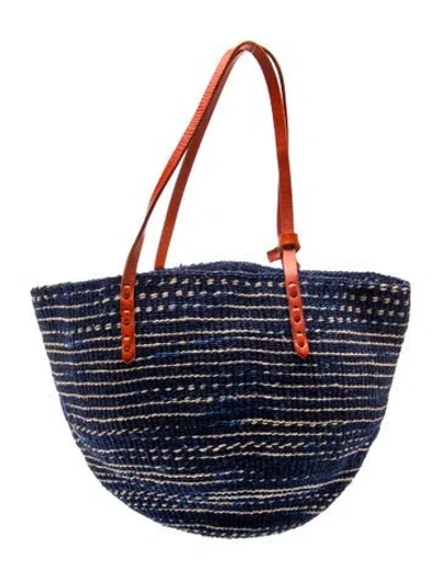 Pre-owned Clare V Raffia Shoulder Bag In Blue