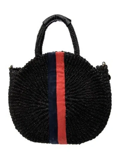Pre-owned Clare V Raffia Top Handle Bag In Black