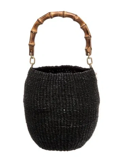 Pre-owned Clare V Raffia Top Handle Bag In Black