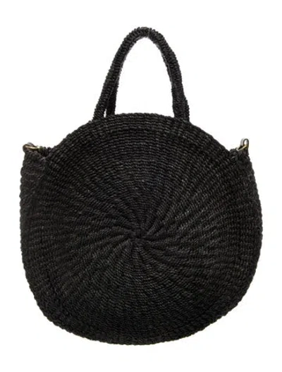 Pre-owned Clare V Raffia Top Handle Bag In Black