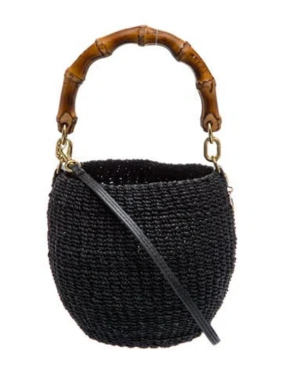 Pre-owned Clare V Raffia Top Handle Bag In Black