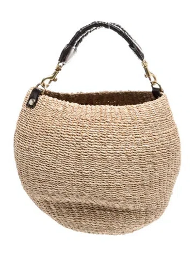 Pre-owned Clare V Raffia Top Handle Bag In Neutral