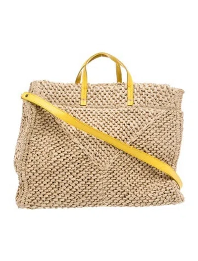 Pre-owned Clare V Raffia Top Handle Bag In Neutral