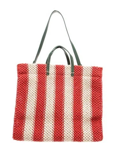 Pre-owned Clare V Raffia Tote W/ Tags In Red