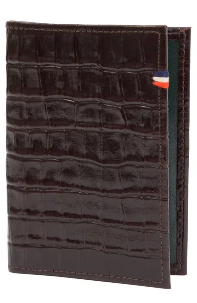 Clare V . Roma Croc Embossed Leather Passport Sleeve In Mahogany
