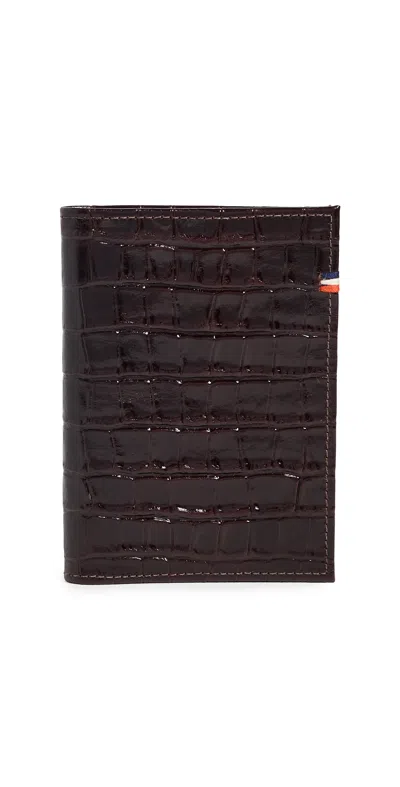 Clare V Roma Croco Passport Sleeve Mahogany