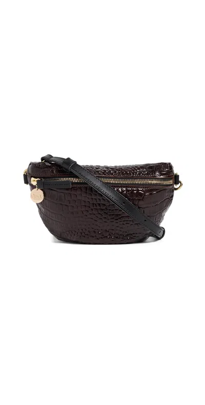 Clare V Roma Croco Petite Fanny Mahogany