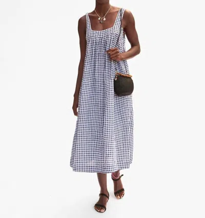 Clare V Rosalie Dress In Navy/white Gingham In Blue