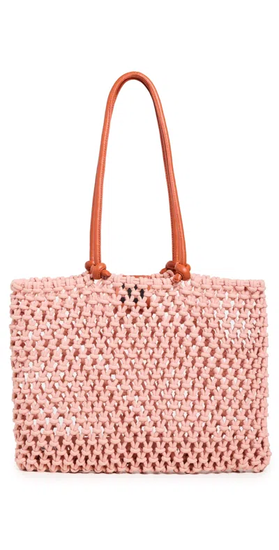 Clare V Sandy Tote Blush W/ Bright Poppy Straps
