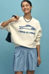 Clare V Oversized Crewneck Sweatshirt In Cream In White