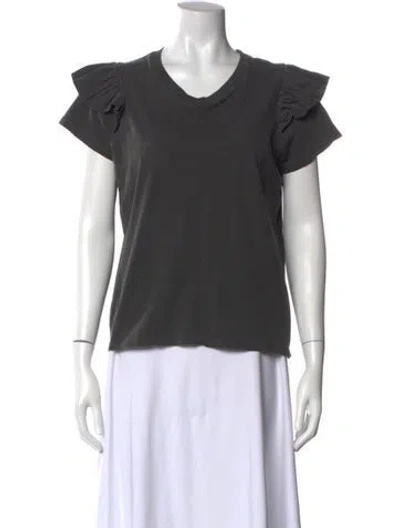 Pre-owned Clare V Scoop Neck Short Sleeve T-shirt In Gray