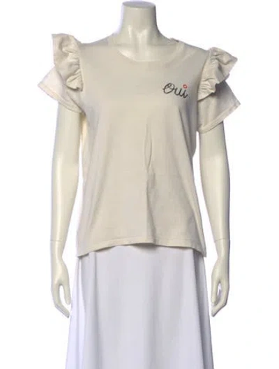 Pre-owned Clare V Scoop Neck Short Sleeve T-shirt In Neutral