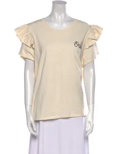 Pre-owned Clare V Scoop Neck Short Sleeve T-shirt In Neutral