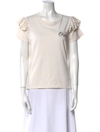 Pre-owned Clare V Scoop Neck Short Sleeve T-shirt In White