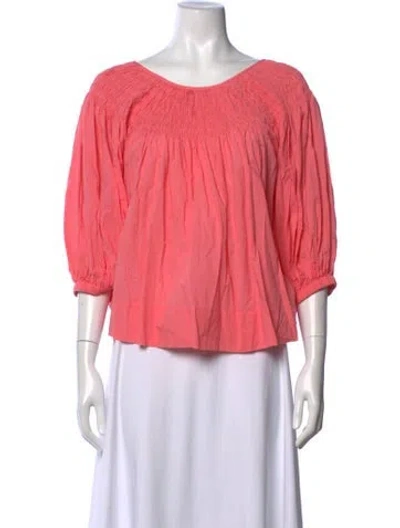 Pre-owned Clare V Scoop Neck Three-quarter Sleeve Top In Pink