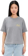 Clare V Short Sleeve Sweatshirt Grey Melange W/ Citron