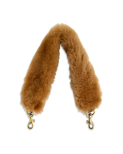 Clare V Shortie Shearling Leather Strap In Brown