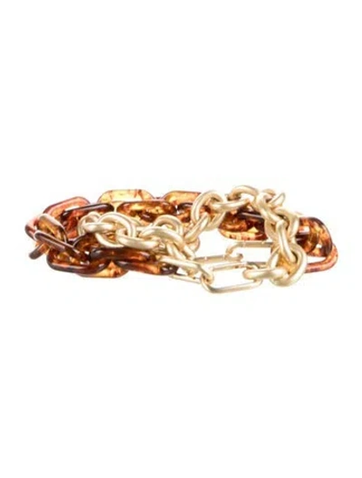Pre-owned Clare V Skinny Metal Chain-link Belt In Brown/gold