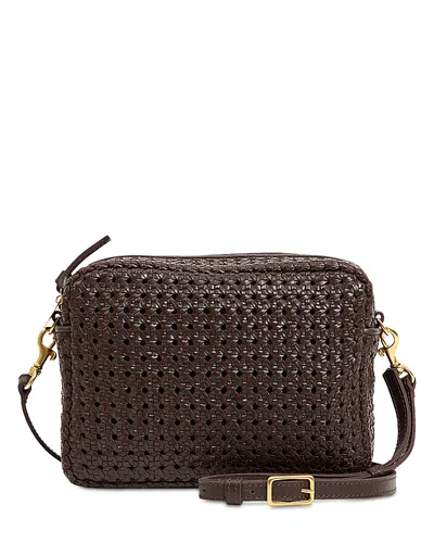 Clare V Small Woven Leather Crossbody In Red