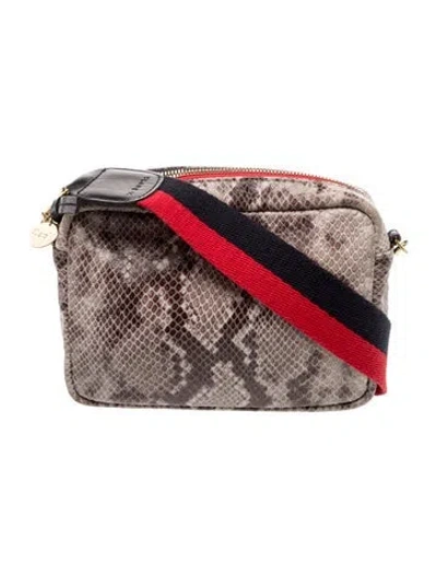 Pre-owned Clare V Snakeskin Crossbody Bag In Gray