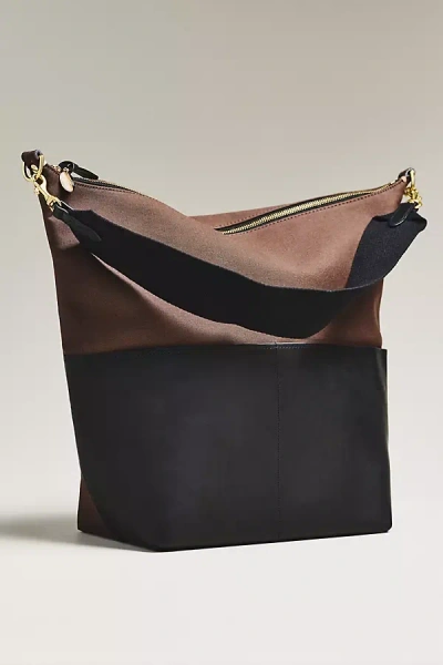 CLARE V SOPHIE CANVAS LEATHER TOTE