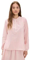 Clare V St. Martin Top Peony/tan Cotton/linen Stripe