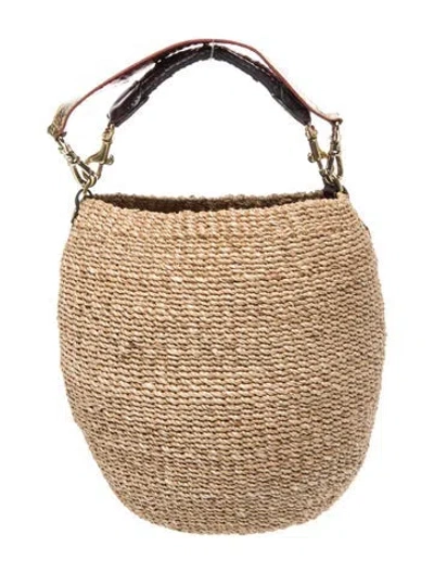 Pre-owned Clare V Straw Bucket Bag In Neutral