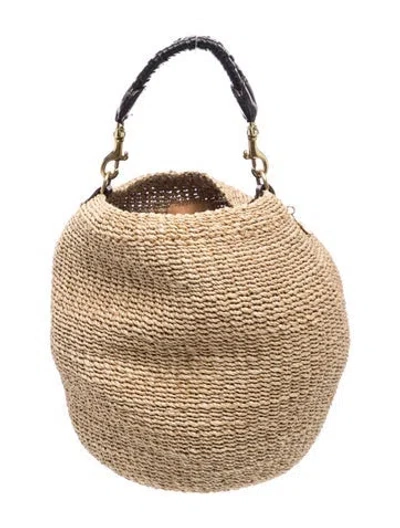 Pre-owned Clare V Straw Bucket Bag In Neutrals