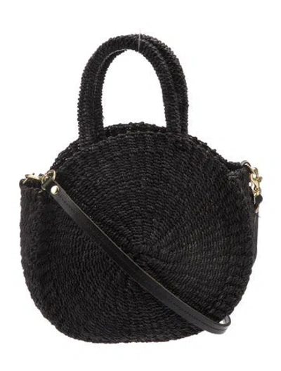 Pre-owned Clare V Straw Crossbody Bag In Black