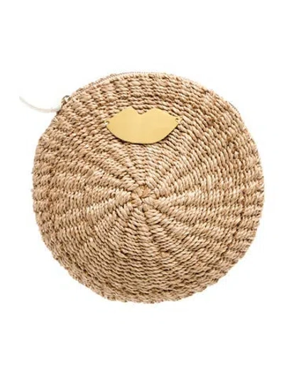 Pre-owned Clare V Straw Minaudière In Neutral