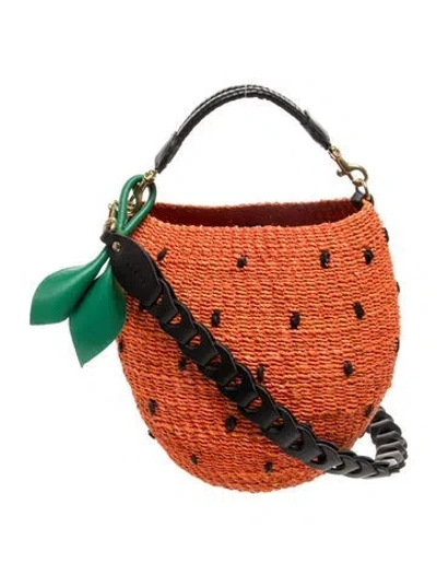 Pre-owned Clare V Straw Shoulder Bag In Orange