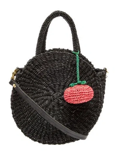 Pre-owned Clare V Straw Top Handle Bag In Black