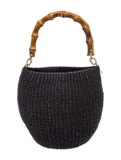 Pre-owned Clare V Straw Top Handle Bag In Black