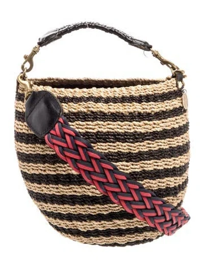 Pre-owned Clare V Straw Top Handle Bag In Black