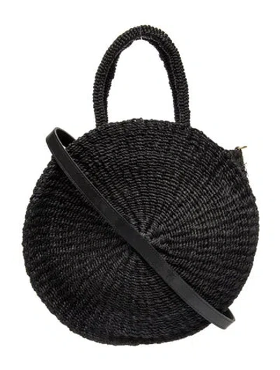 Pre-owned Clare V Straw Top Handle Bag In Black