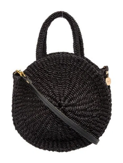 Pre-owned Clare V Straw Top Handle Bag In Black