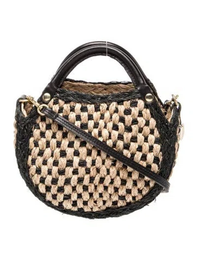 Pre-owned Clare V Straw Top Handle Bag In Black