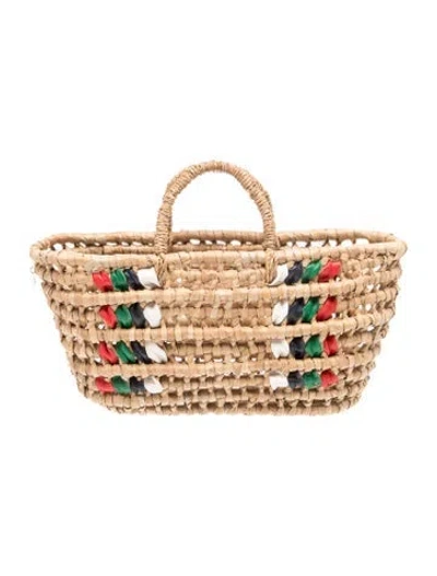 Pre-owned Clare V Straw Top Handle Bag In Neutral