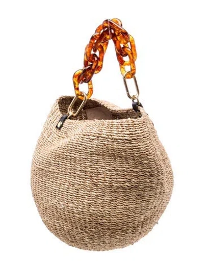 Pre-owned Clare V Straw Top Handle Bag In Neutral