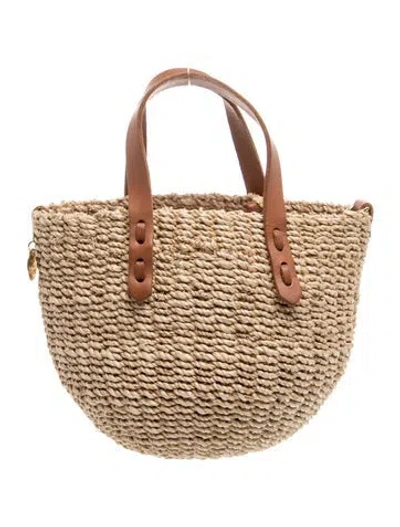 Pre-owned Clare V Straw Top Handle Bag In Neutrals