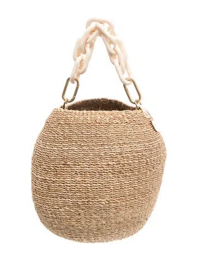Pre-owned Clare V Straw Top Handle Bag In Neutrals