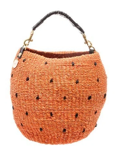 Pre-owned Clare V Straw Top Handle Bag In Orange