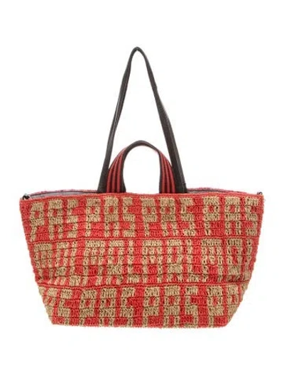 Pre-owned Clare V Straw Tote In Red