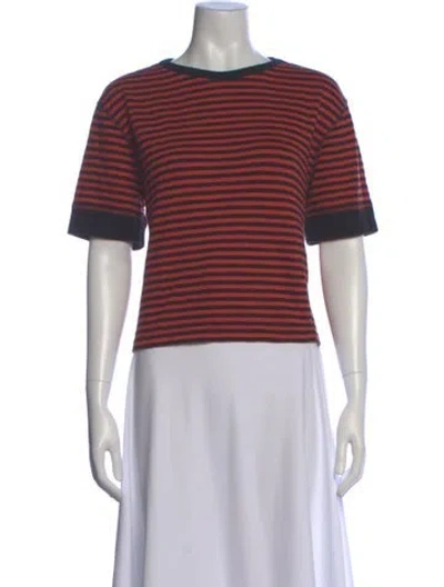 Pre-owned Clare V Striped Bateau Neckline Sweater In Orange