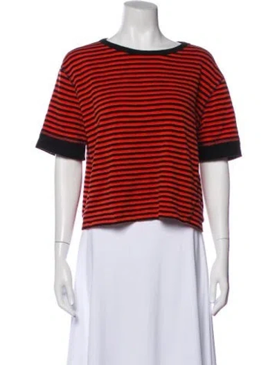 Pre-owned Clare V Striped Crew Neck Crop Top In Multi